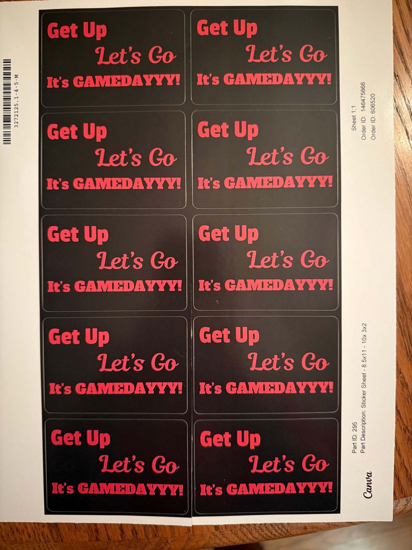 Sticker - Get Up, Let's Go It's GAMEDAYYY! 3x2 rectangle